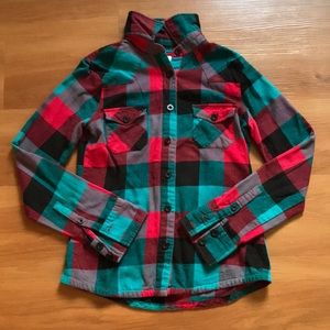 O’Neill Flannel Button Down Top. Size Small
